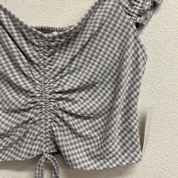 Urban Romantics Gingham Check Rushed Front Crop Top M - Picture 5 of 15